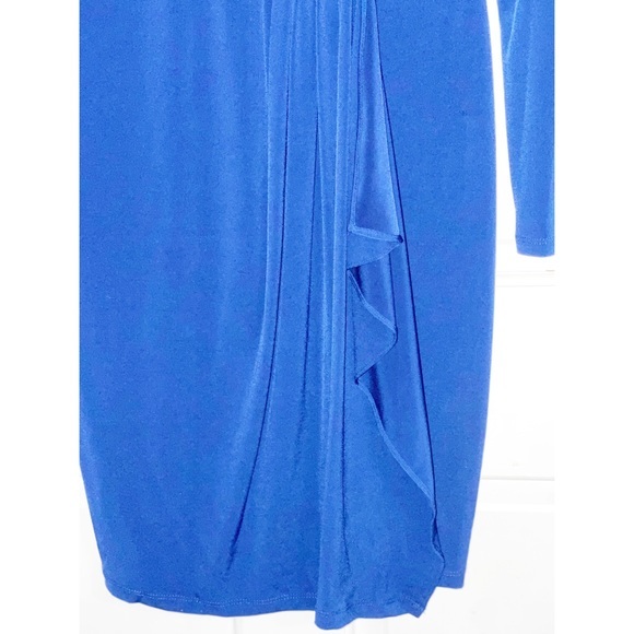 Michael Kors Long Sleeve Blue Cascade Wrap Dress - Picture 5 of 8